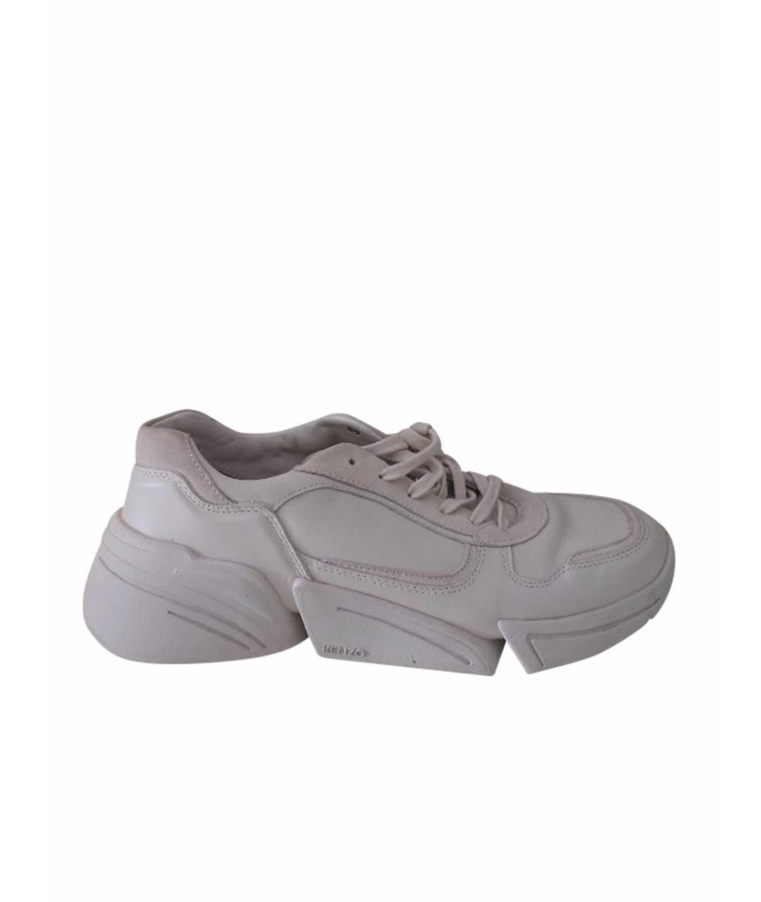 KENZO Бежевые кожаные низкие ботинки, фото 1