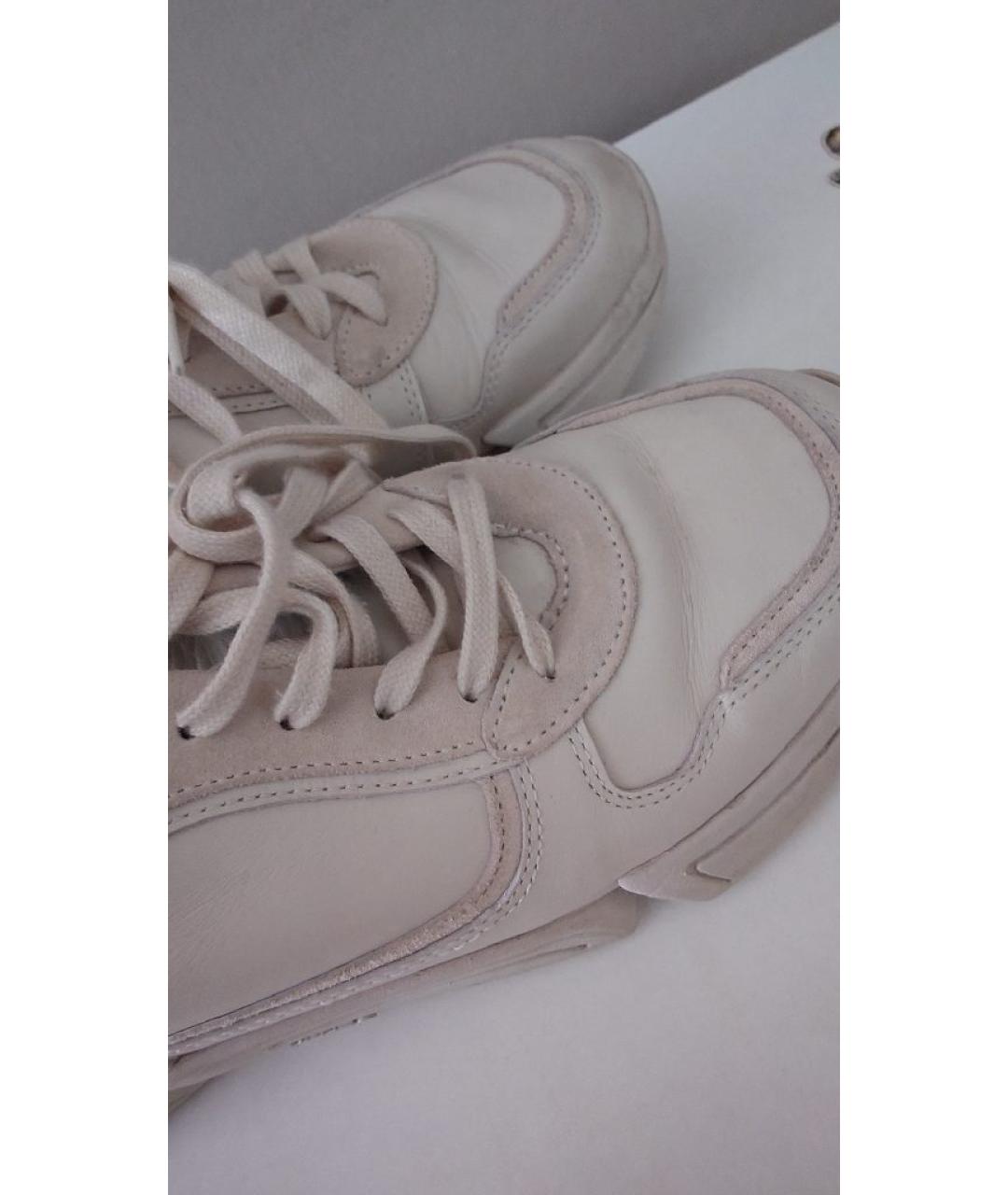 KENZO Бежевые кожаные низкие ботинки, фото 6