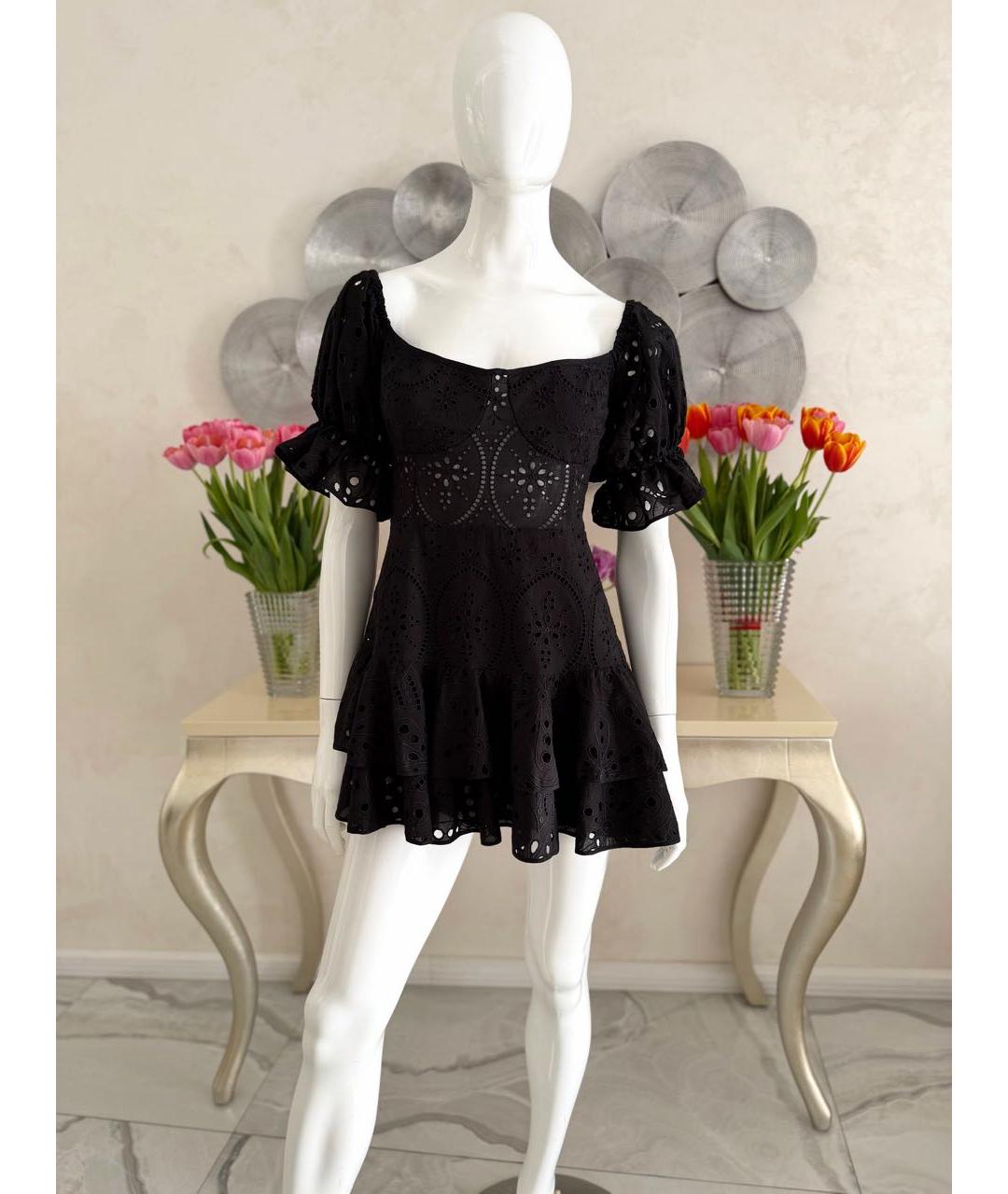 CHARO RUIZ Черное хлопко-эластановое повседневное платье, фото 4