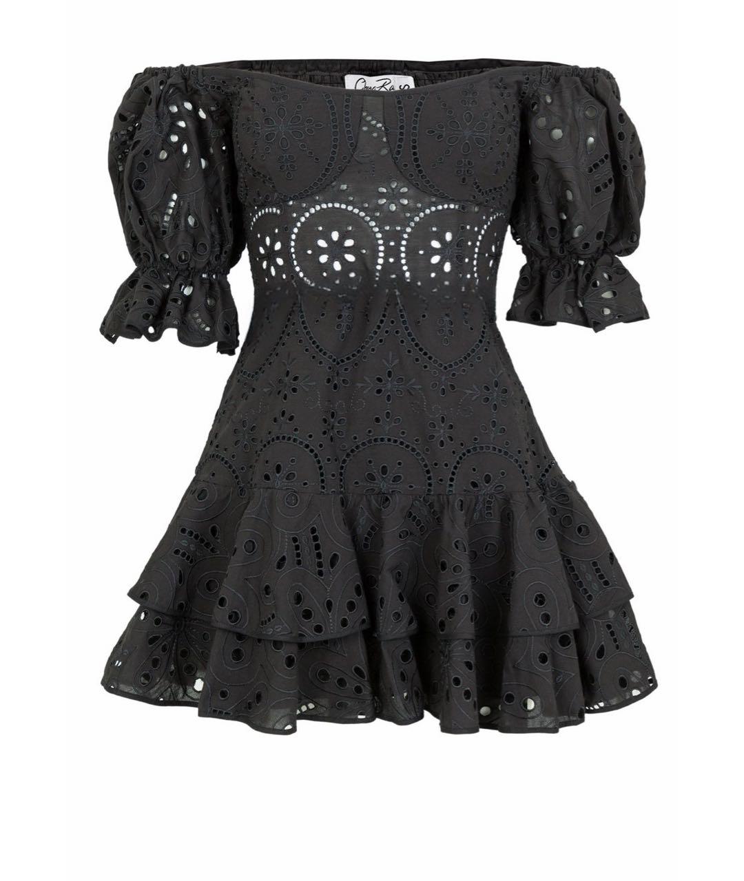 CHARO RUIZ Черное хлопко-эластановое повседневное платье, фото 1