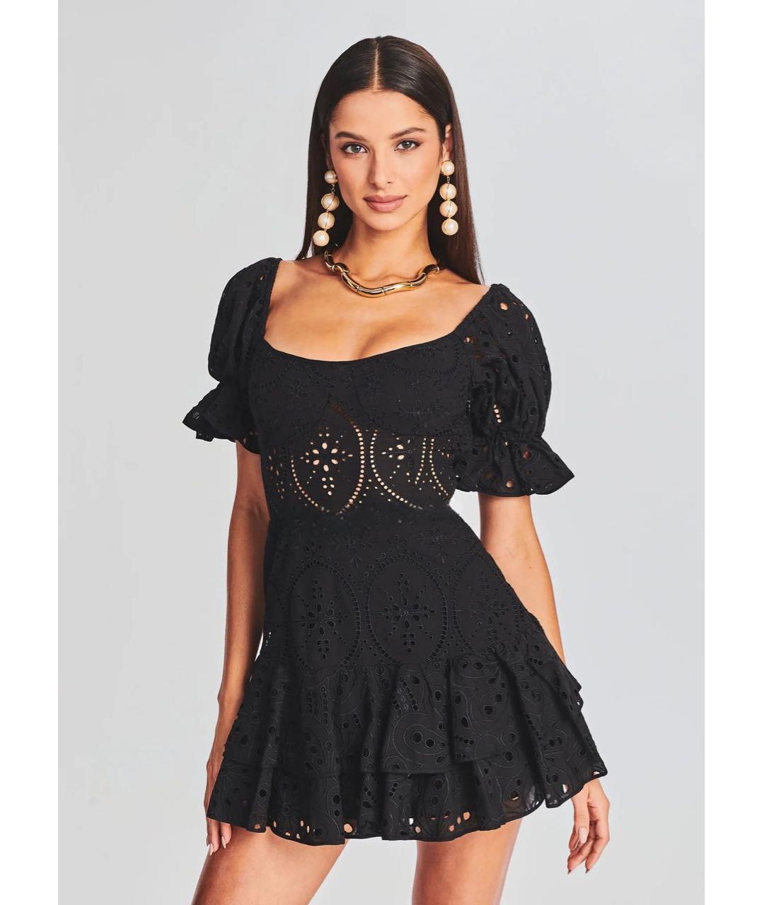 CHARO RUIZ Черное хлопко-эластановое повседневное платье, фото 8