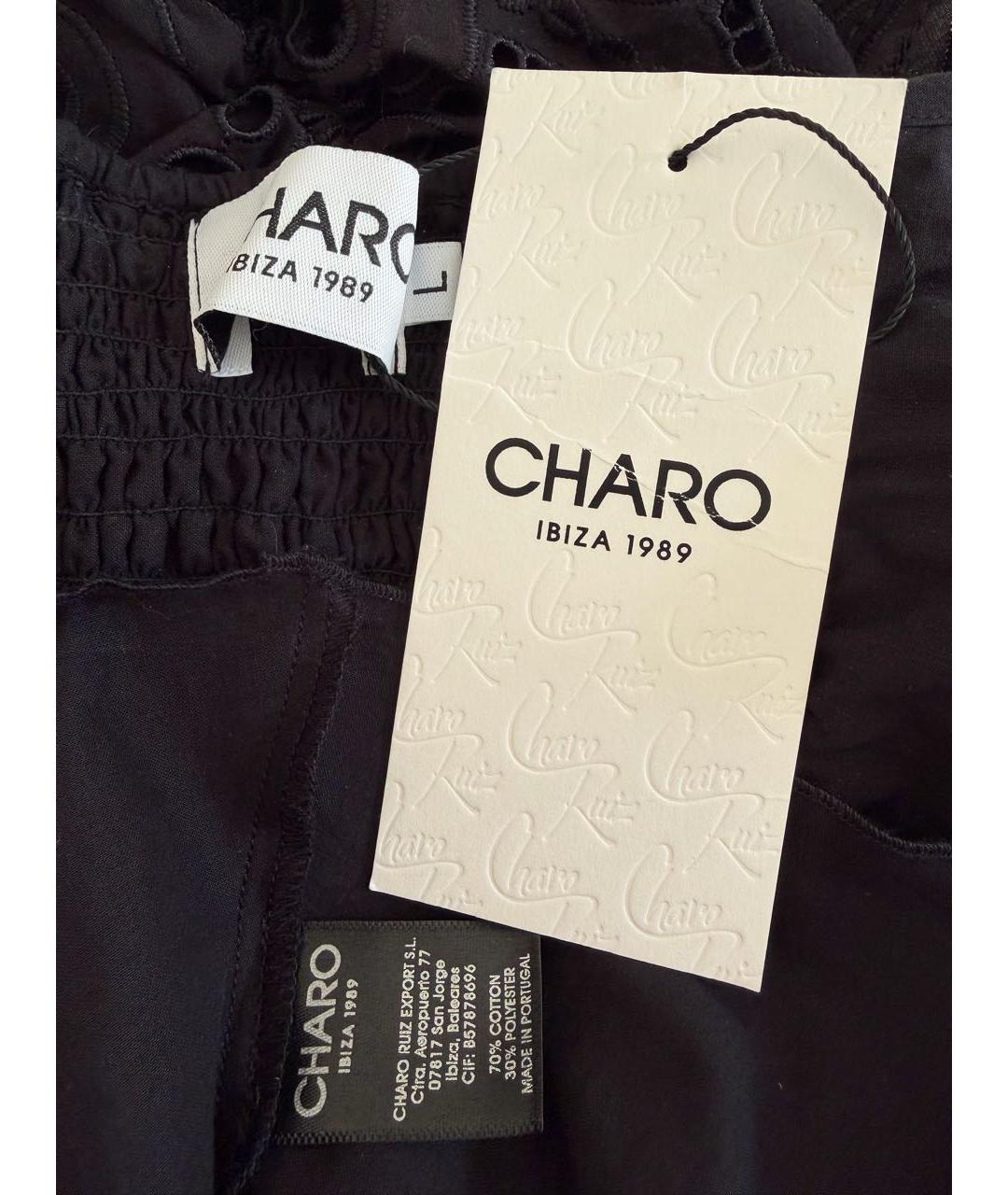 CHARO RUIZ Черное хлопко-эластановое повседневное платье, фото 7