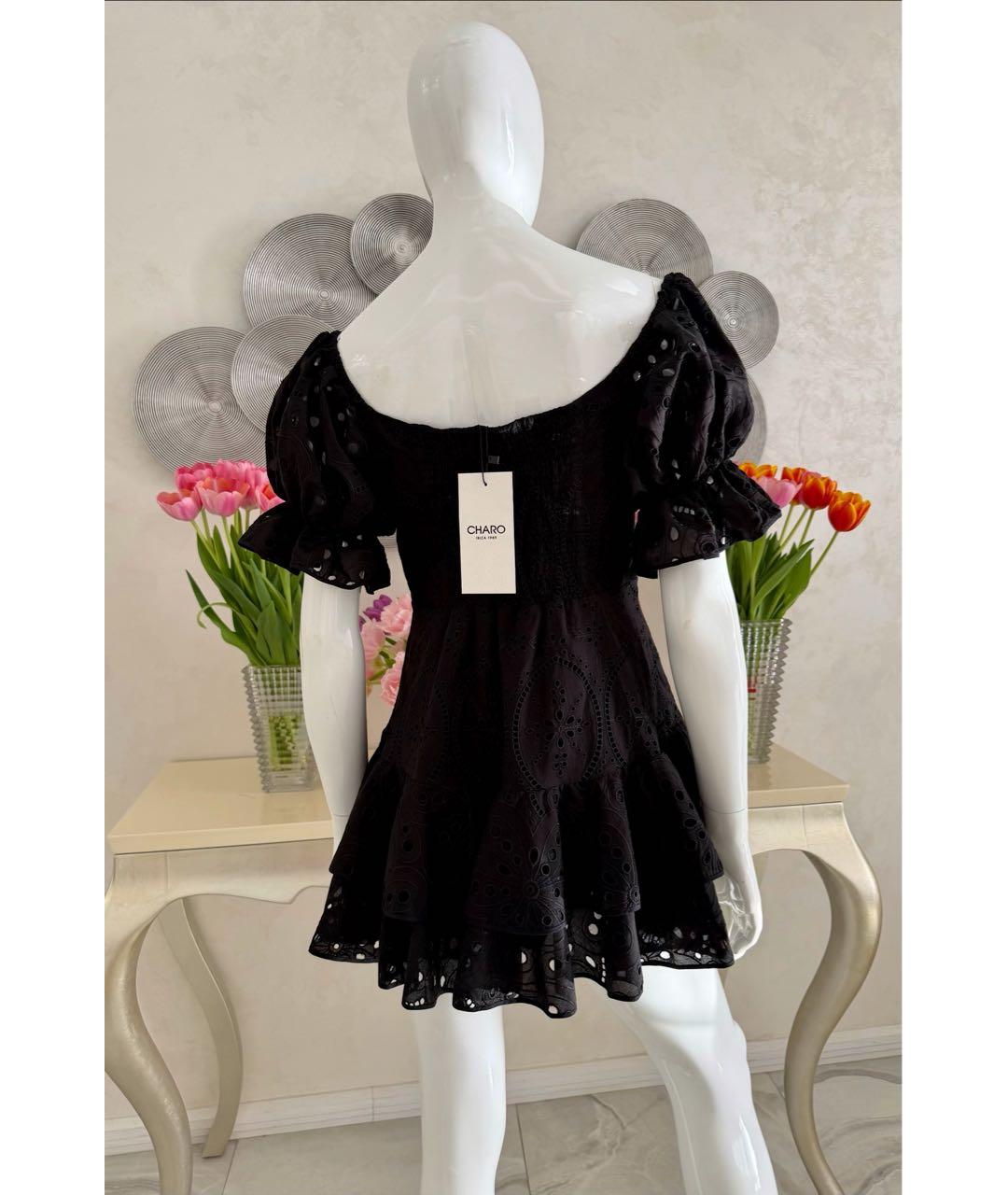 CHARO RUIZ Черное хлопко-эластановое повседневное платье, фото 6