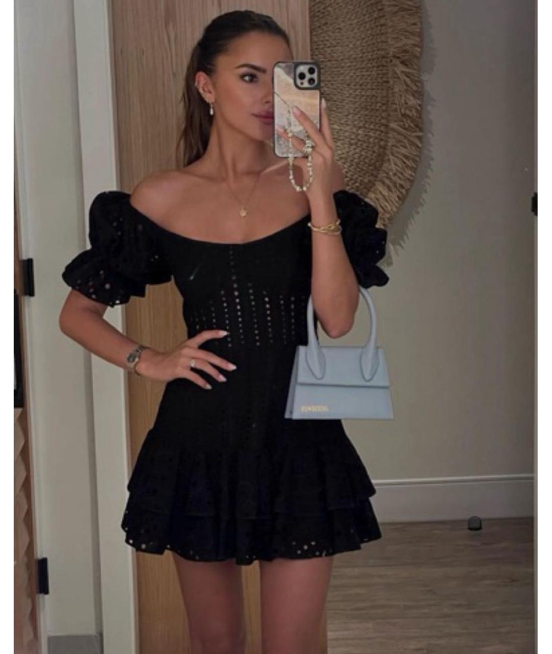 CHARO RUIZ Черное хлопко-эластановое повседневное платье, фото 3