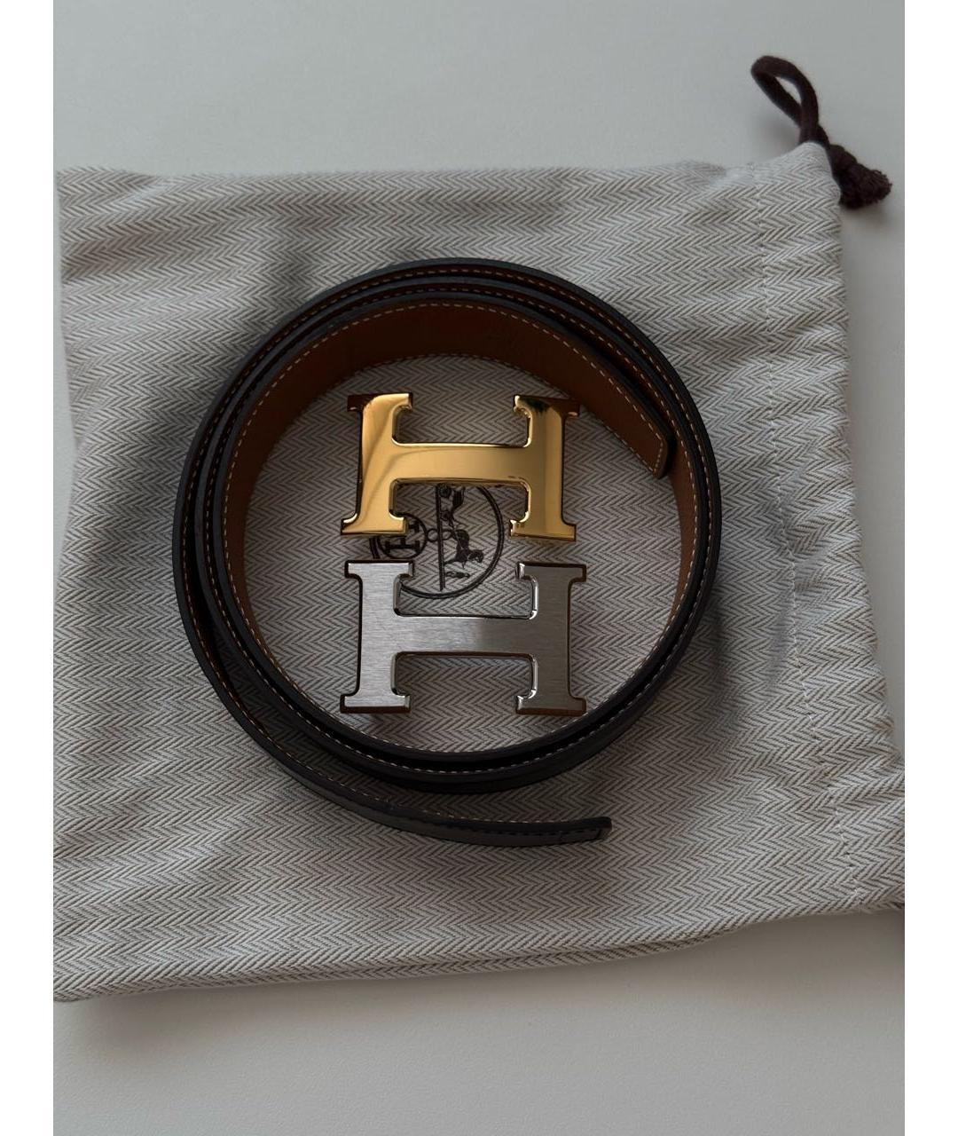 HERMES Черный кожаный ремень, фото 7