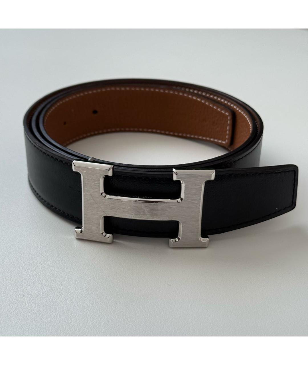 HERMES Черный кожаный ремень, фото 6