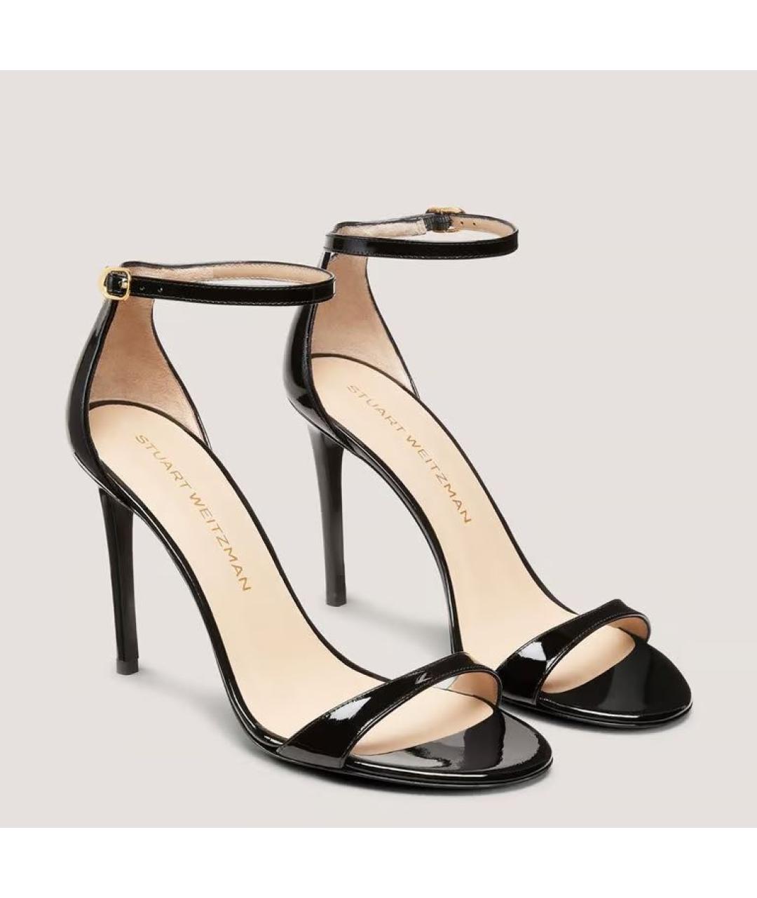 STUART WEITZMAN Черные кожаные босоножки, фото 2