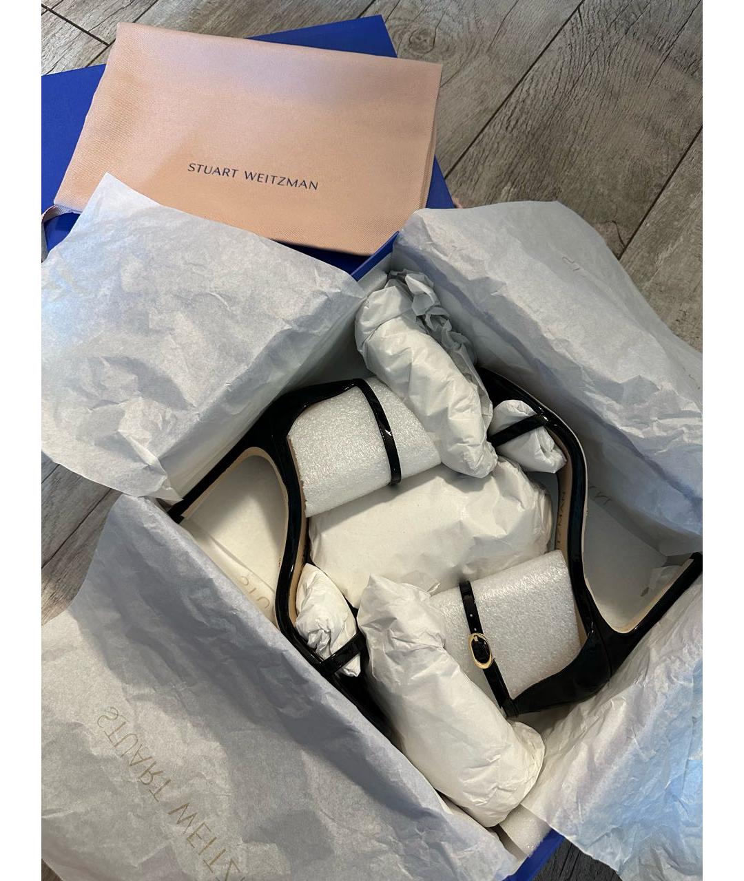 STUART WEITZMAN Черные кожаные босоножки, фото 4