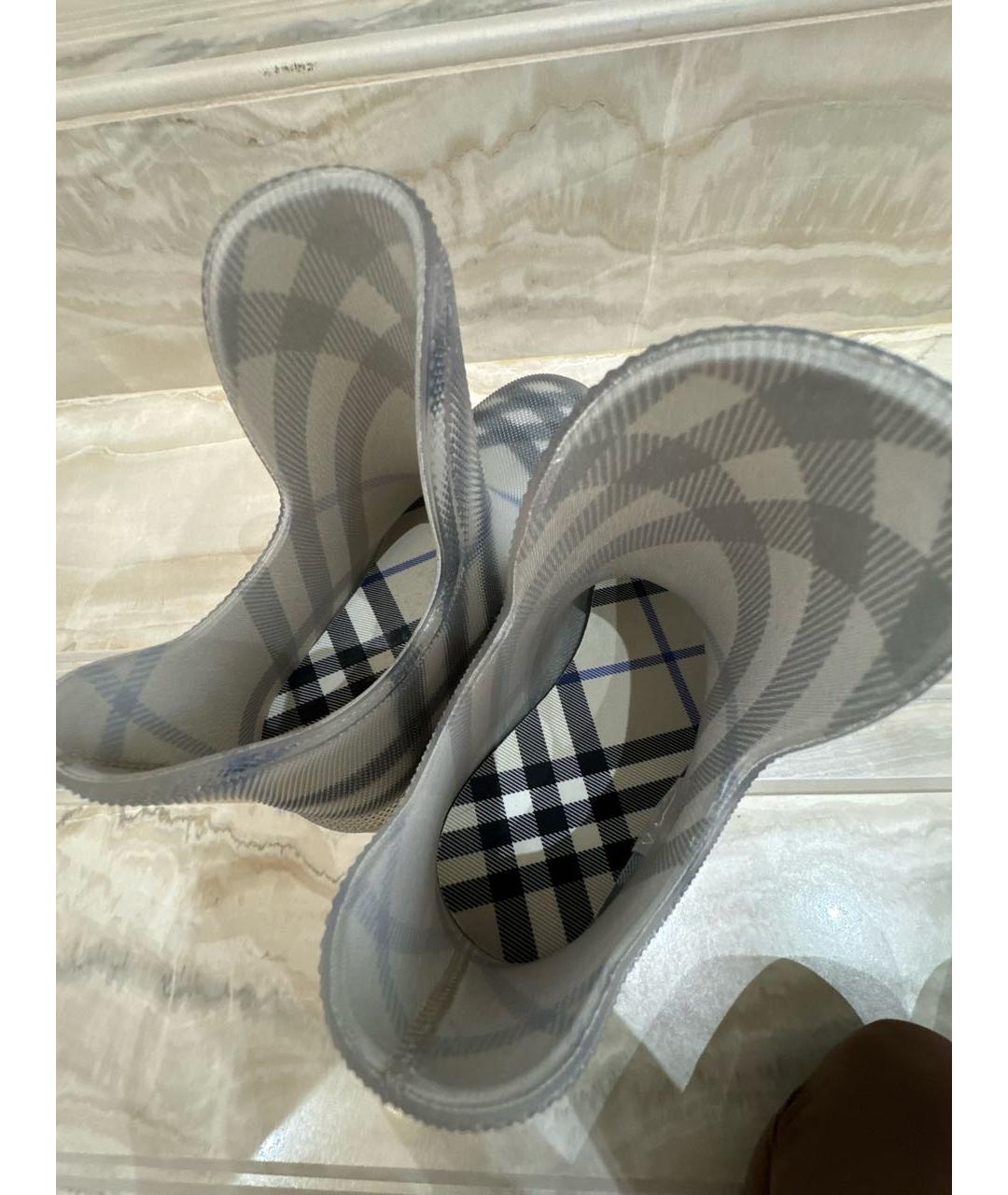 BURBERRY Антрацитовые резиновые полусапоги, фото 6