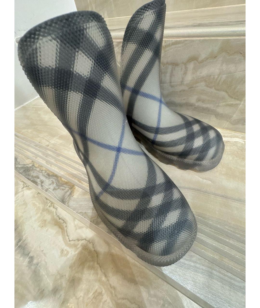 BURBERRY Антрацитовые резиновые полусапоги, фото 7