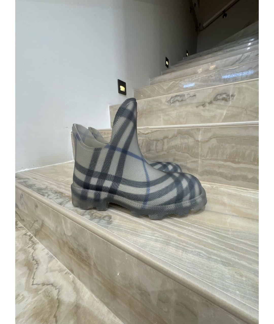 BURBERRY Антрацитовые резиновые полусапоги, фото 8