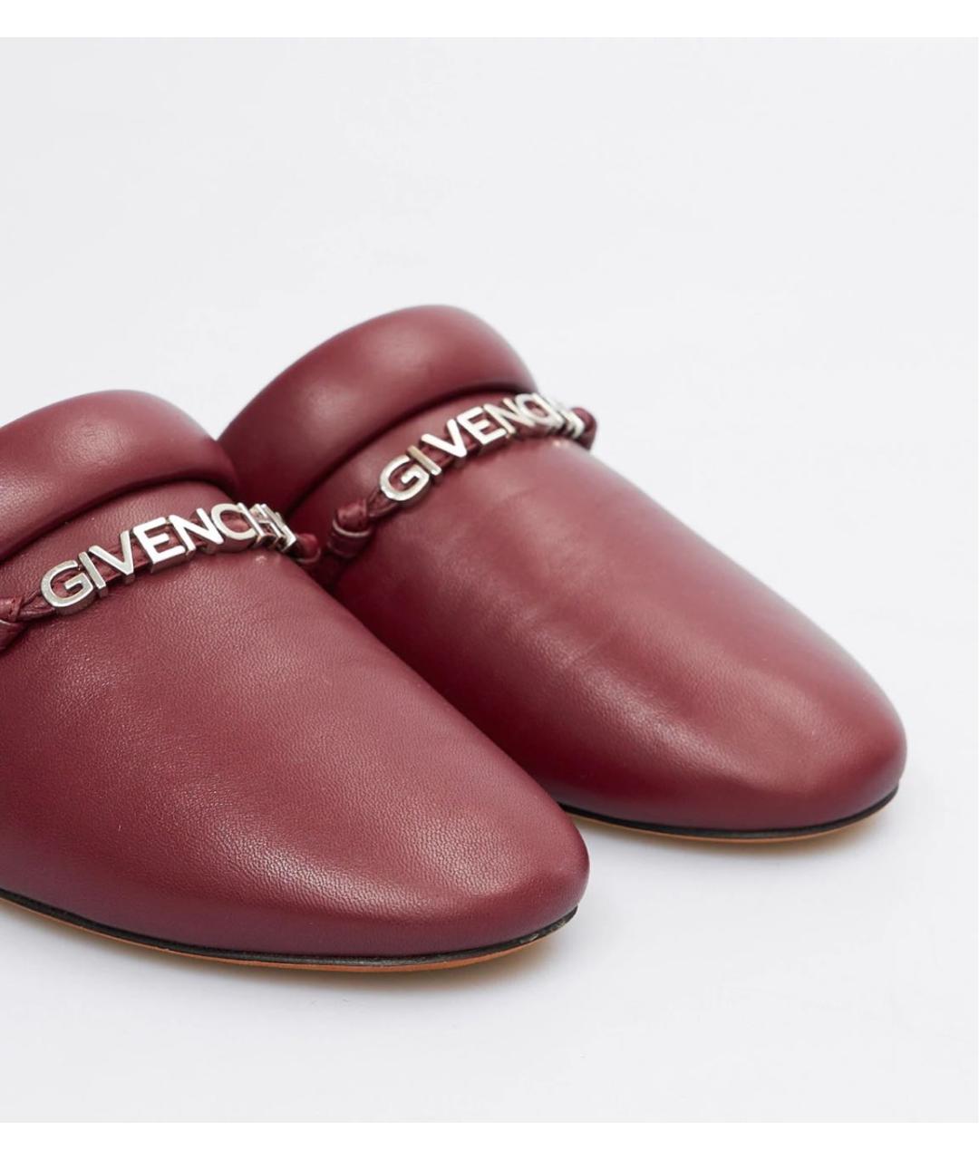 GIVENCHY Бордовые кожаные сабо, фото 2