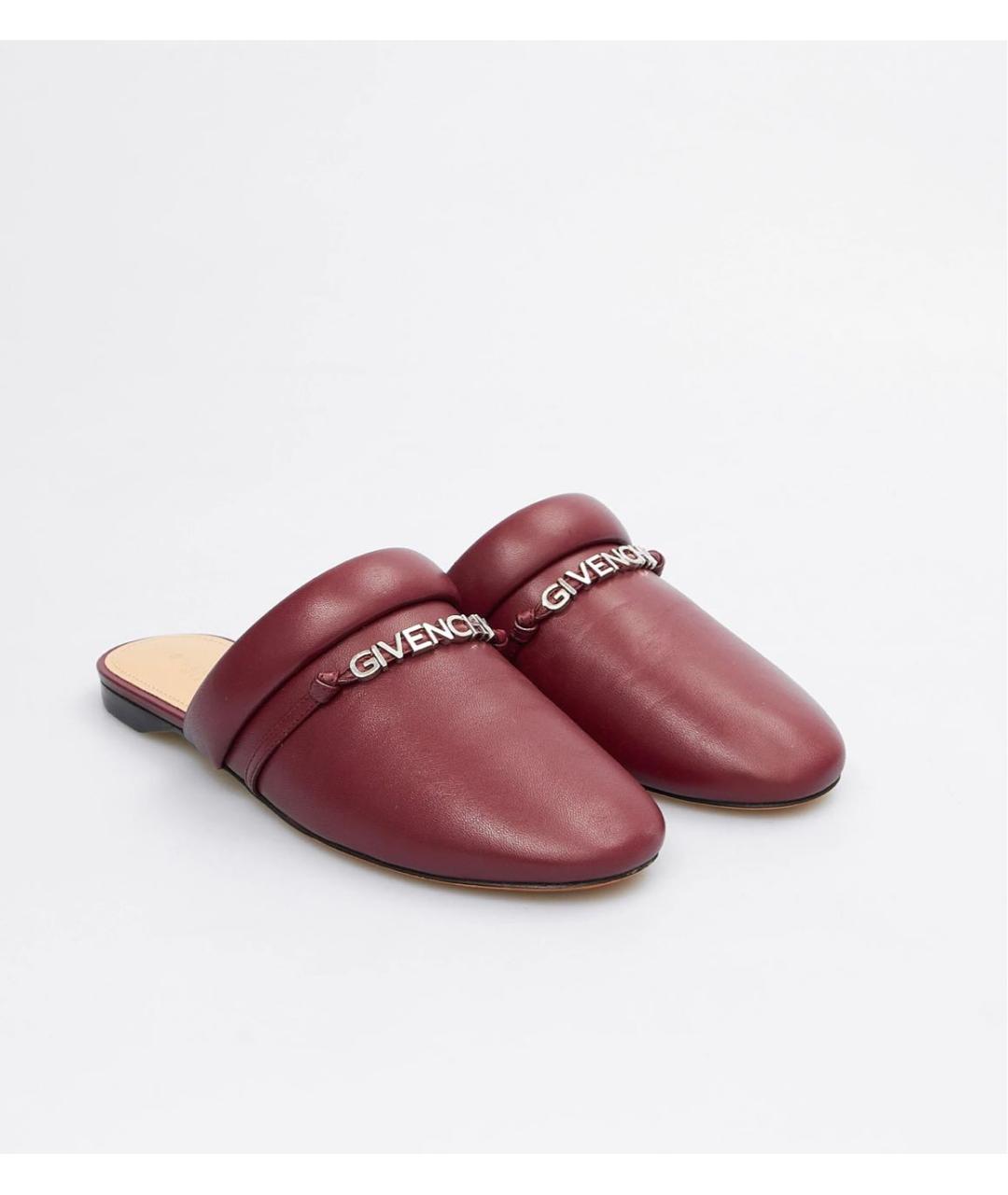 GIVENCHY Бордовые кожаные сабо, фото 4