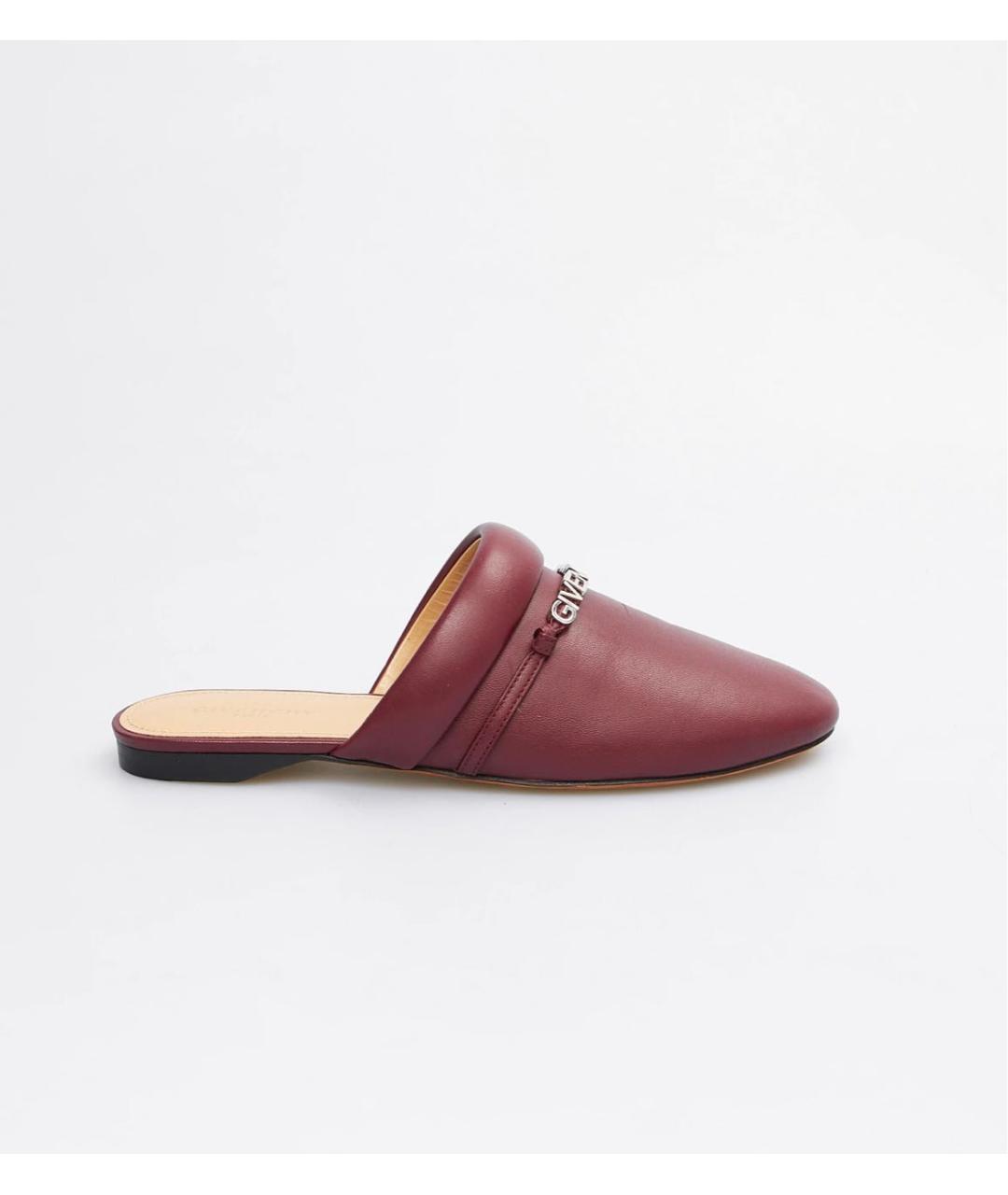 GIVENCHY Бордовые кожаные сабо, фото 5