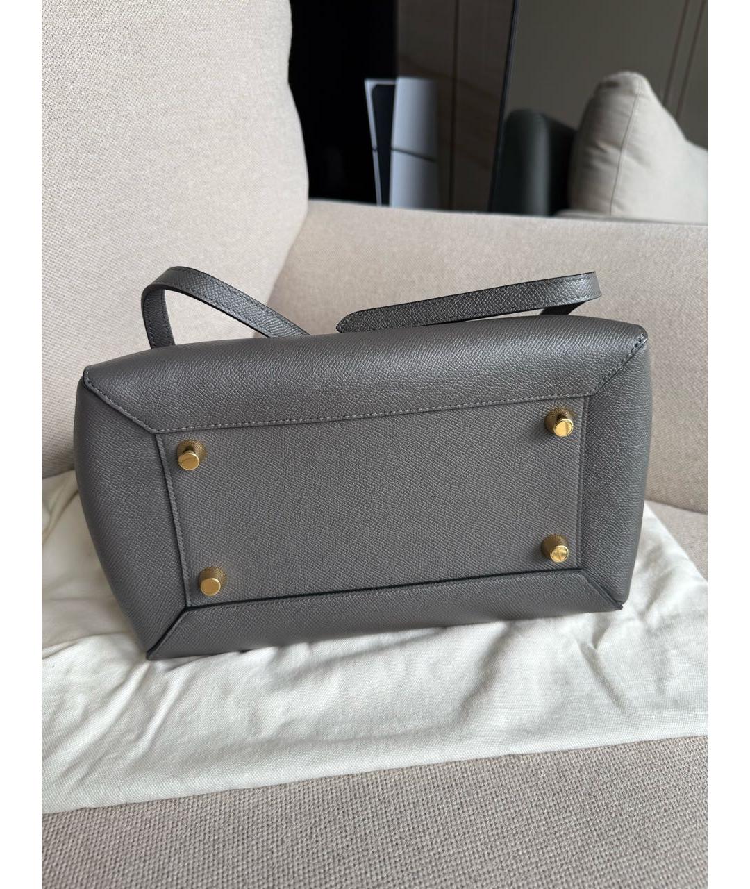 CELINE Серая кожаная сумка тоут, фото 7