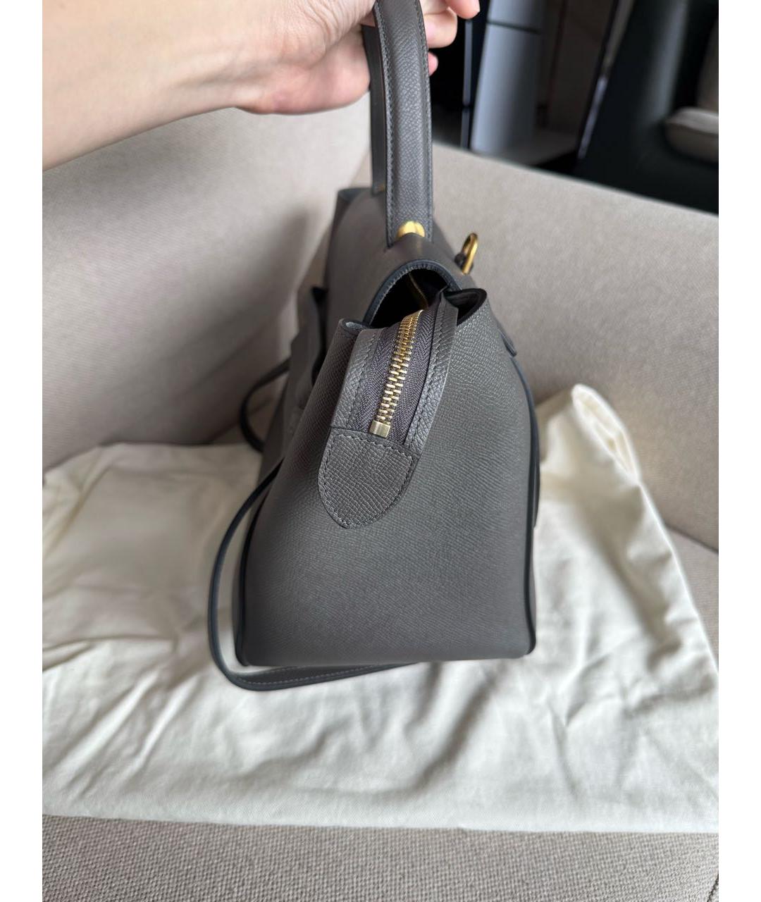 CELINE Серая кожаная сумка тоут, фото 5