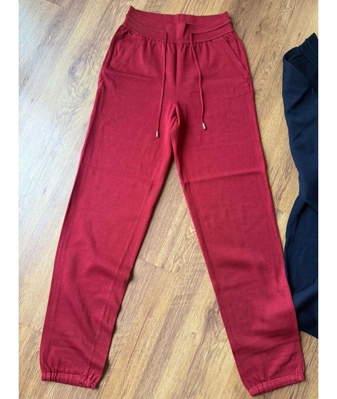 LORO PIANA Бордовые шелковые прямые брюки, фото 6