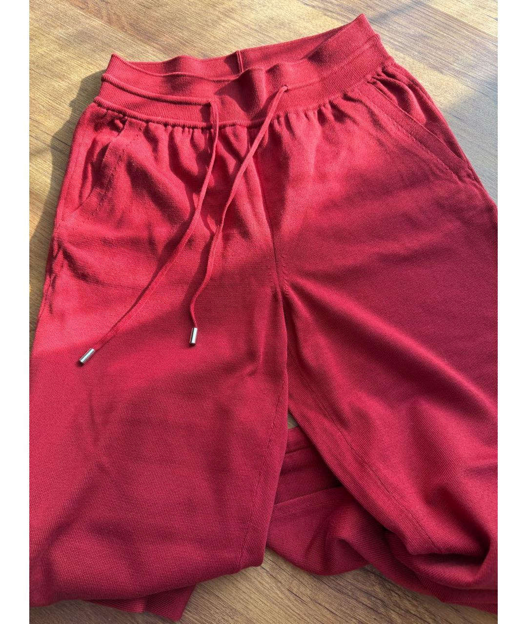 LORO PIANA Бордовые шелковые прямые брюки, фото 3