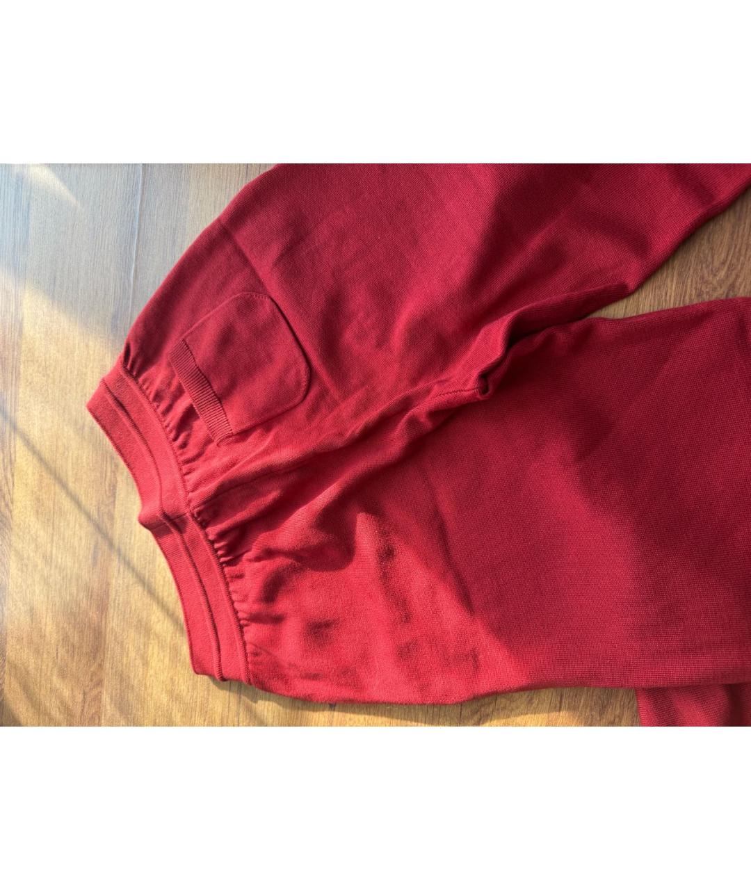 LORO PIANA Бордовые шелковые прямые брюки, фото 2