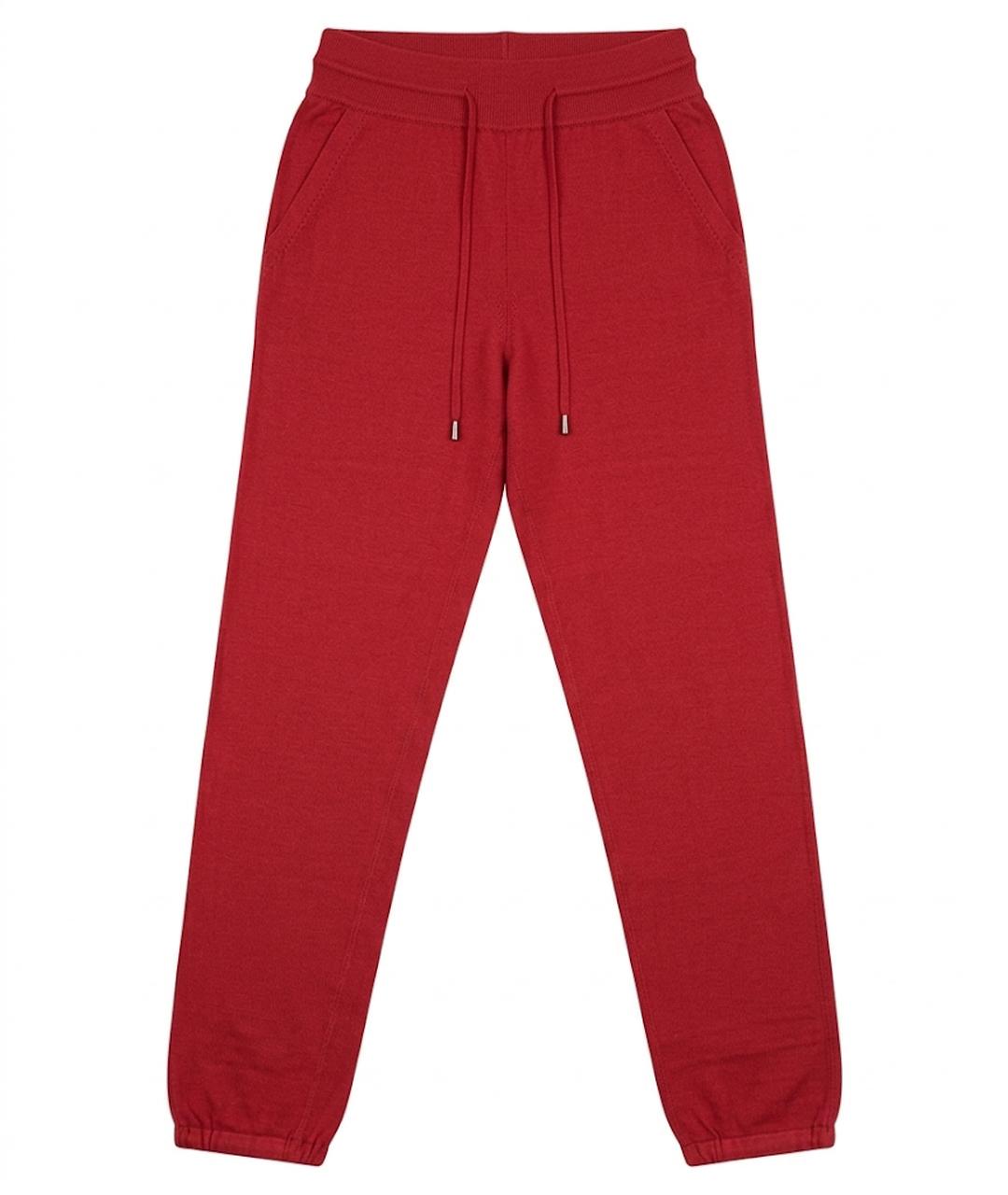 LORO PIANA Бордовые шелковые прямые брюки, фото 1