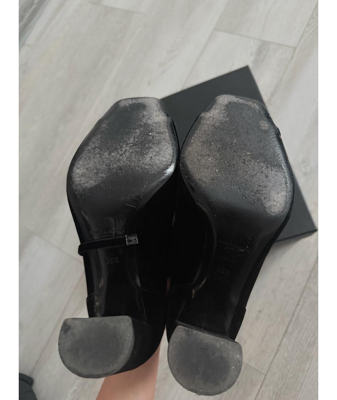 SAINT LAURENT Черные текстильные босоножки, фото 5