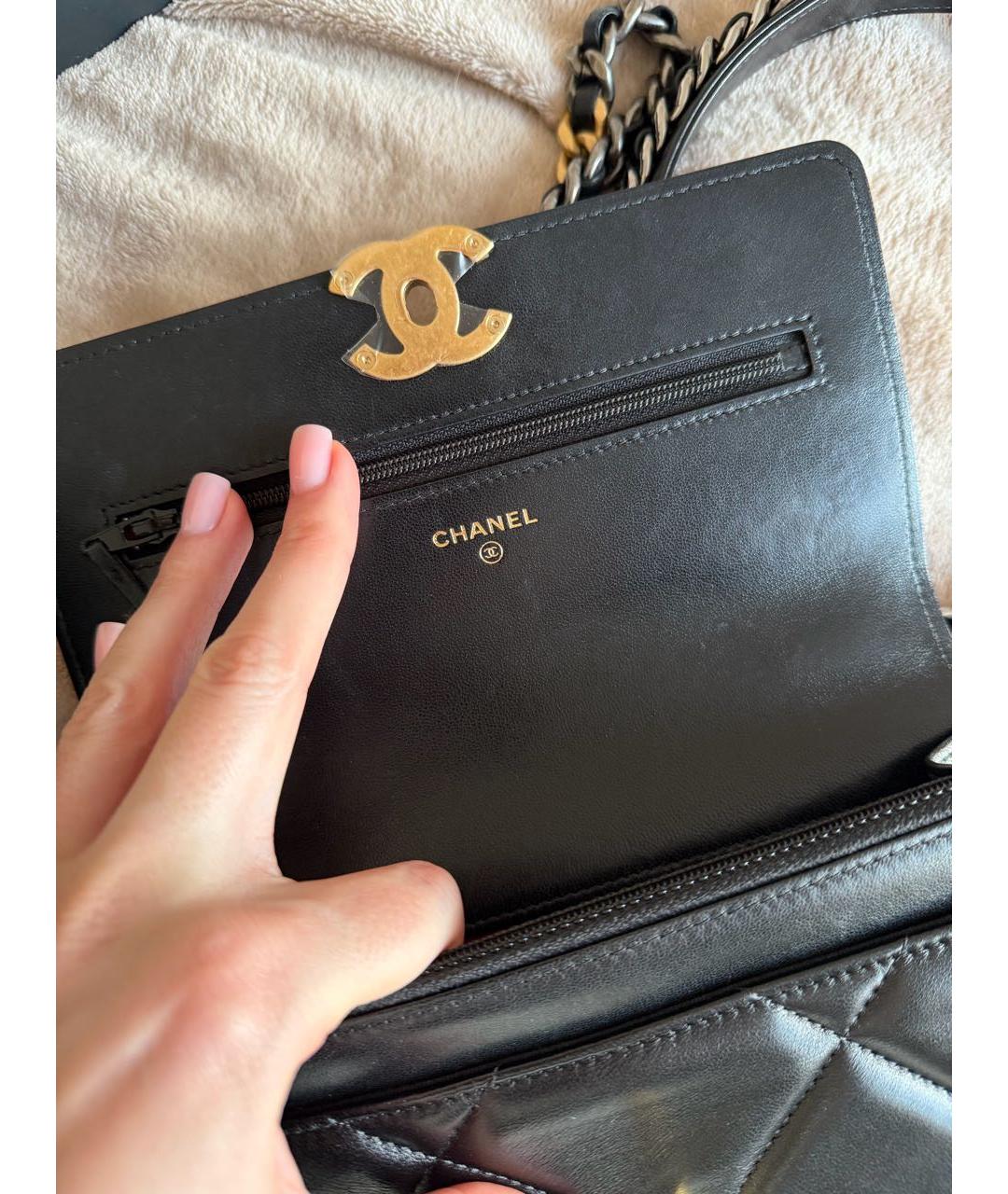 CHANEL Черная кожаная сумка через плечо, фото 5