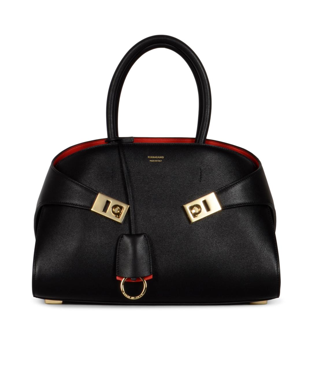 FERRAGAMO Черная кожаная сумка тоут, фото 1