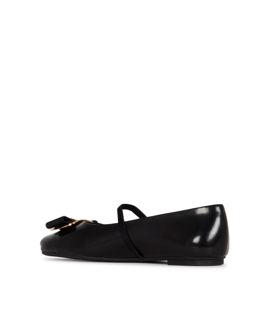 FERRAGAMO Черные кожаные балетки, фото 3