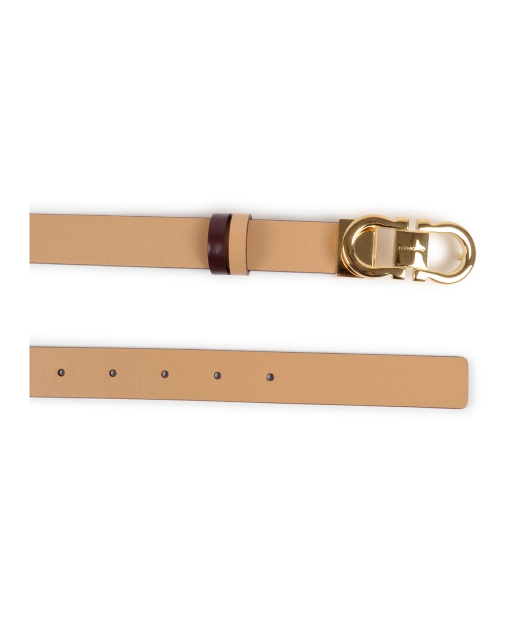 FERRAGAMO Бежевый кожаный ремень, фото 2