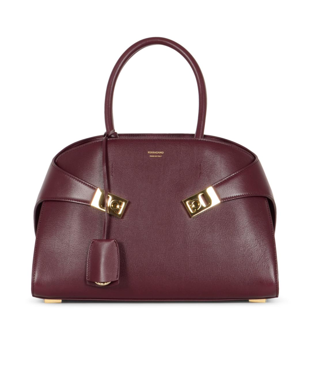 FERRAGAMO Фиолетовая кожаная сумка тоут, фото 1