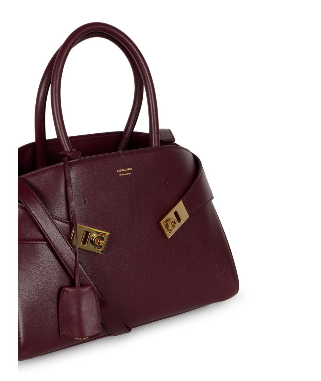 FERRAGAMO Фиолетовая кожаная сумка тоут, фото 4