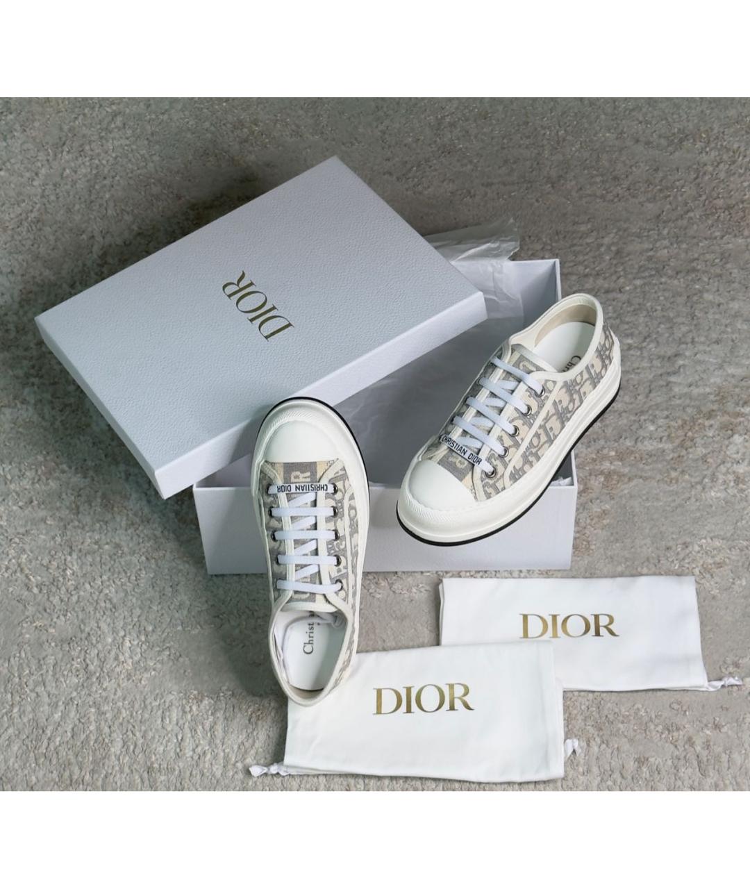 CHRISTIAN DIOR Бежевые текстильные кроссовки, фото 6