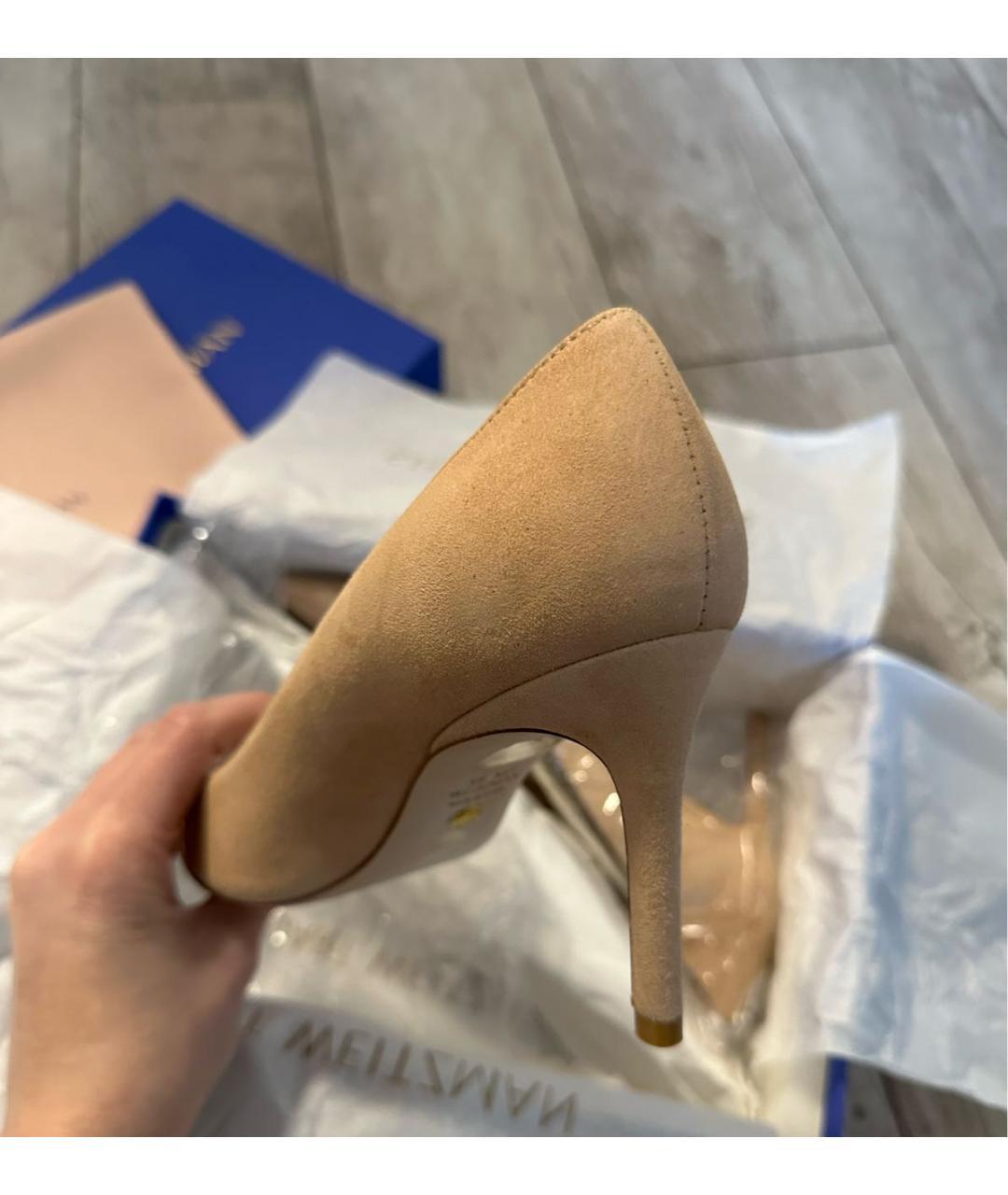 STUART WEITZMAN Бежевые замшевые туфли, фото 5