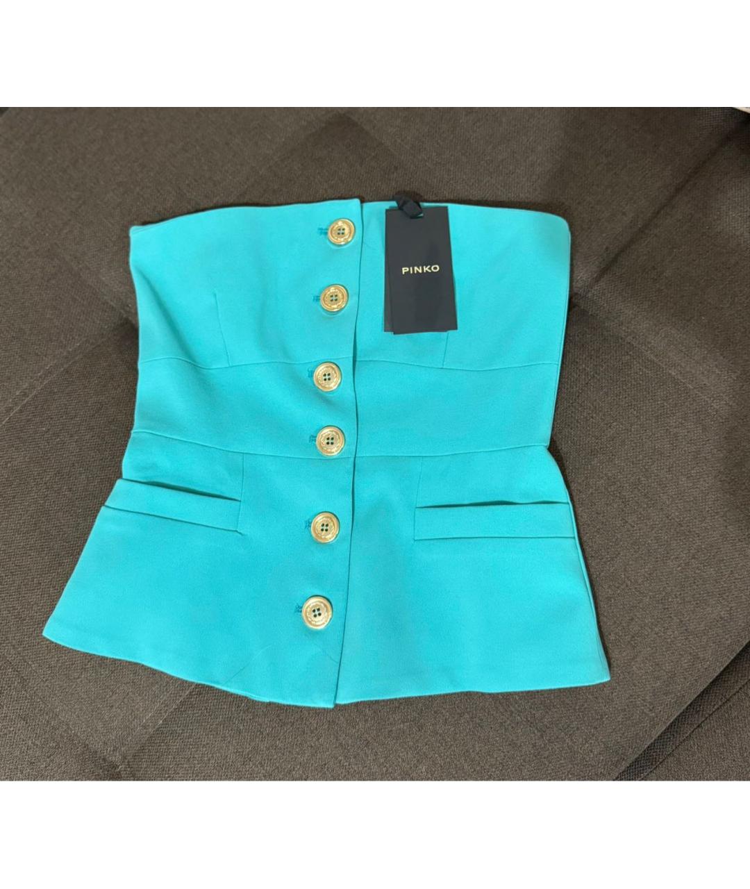 PINKO Бирюзовый вискозный корсет, фото 6