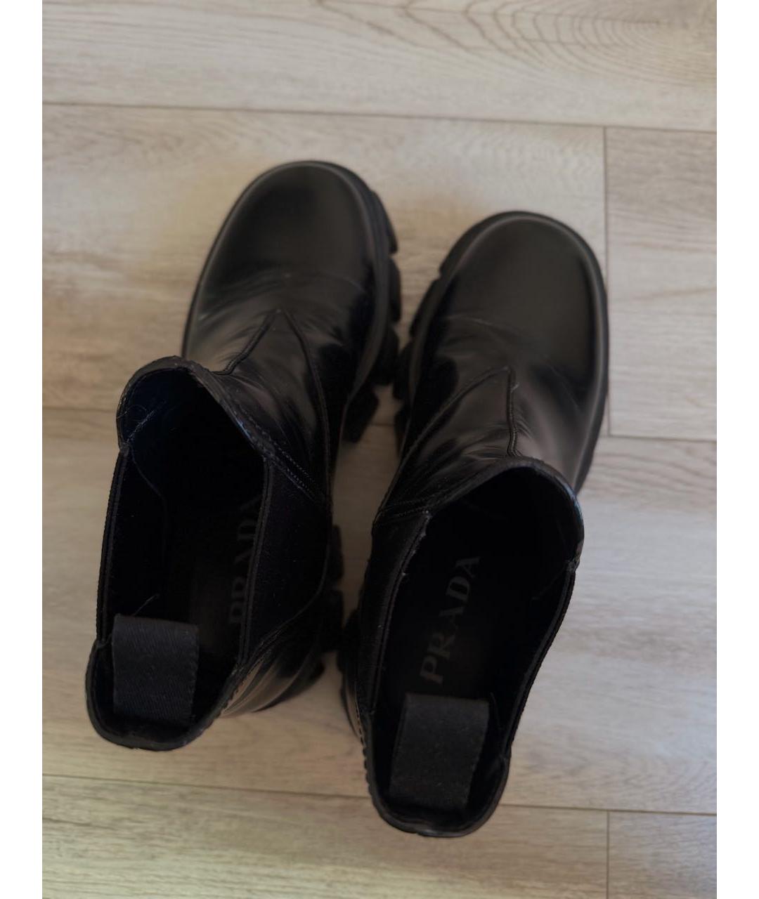 PRADA Черные кожаные полусапоги, фото 3