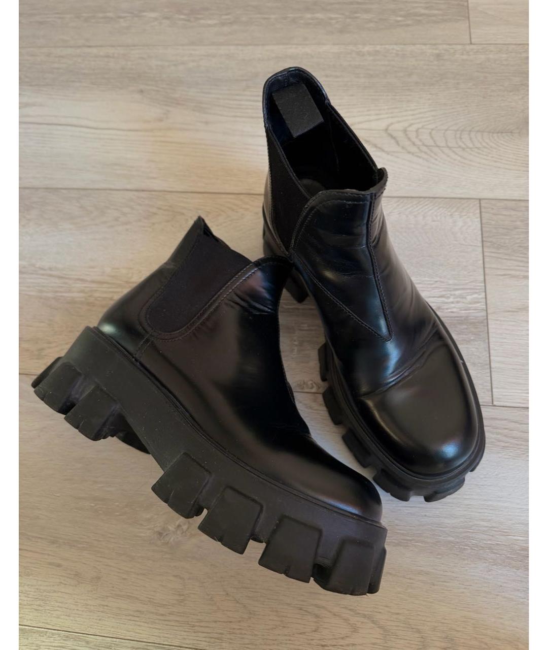 PRADA Черные кожаные полусапоги, фото 5