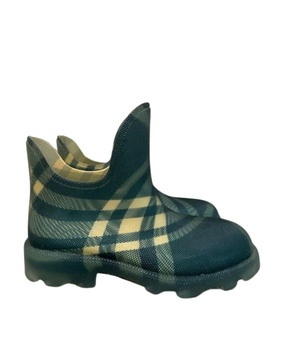 BURBERRY Зеленые резиновые высокие ботинки, фото 1
