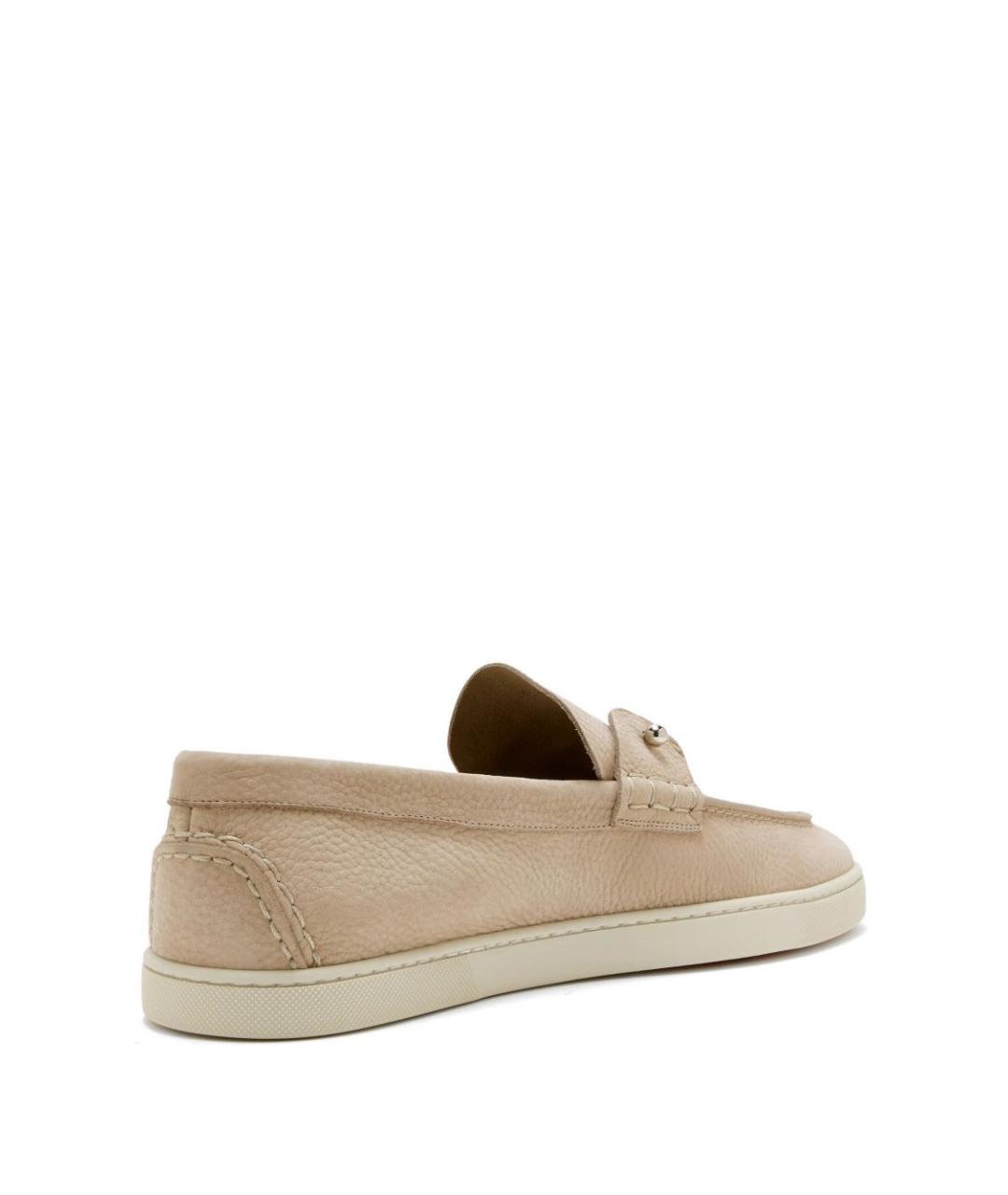 CHRISTIAN LOUBOUTIN Бежевые кожаные лоферы, фото 2