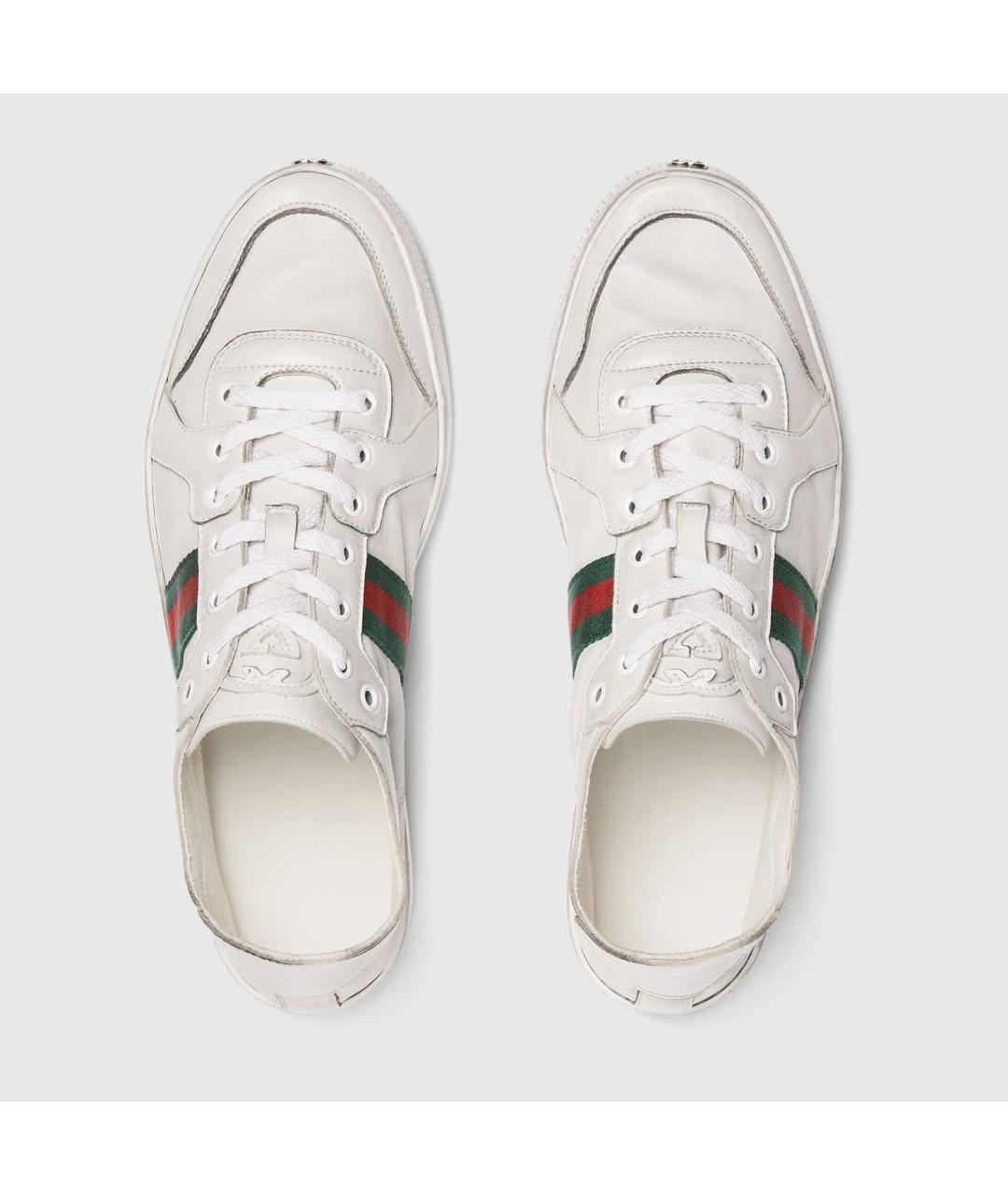 GUCCI Белые кожаные низкие кроссовки / кеды, фото 4
