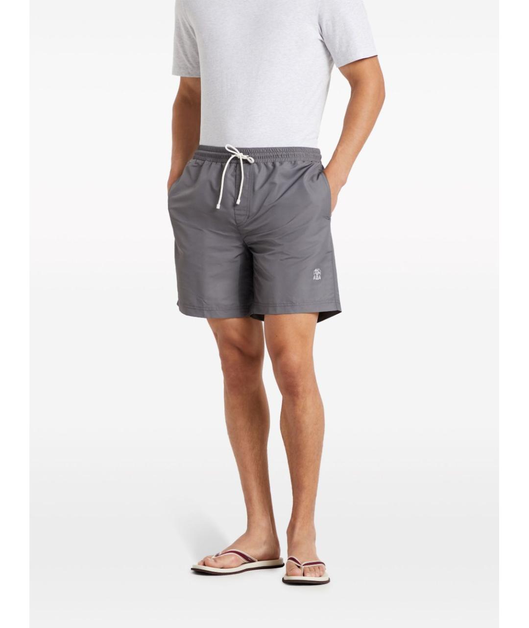 BRUNELLO CUCINELLI Серые полиэстеровые плавки, фото 5