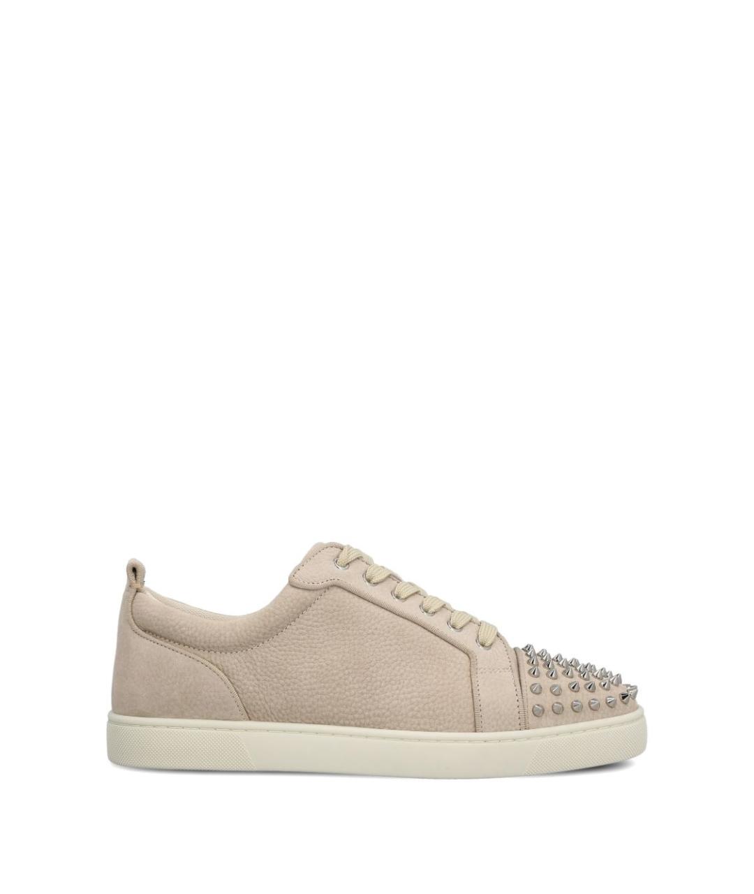 CHRISTIAN LOUBOUTIN Бежевые кожаные низкие кроссовки / кеды, фото 1