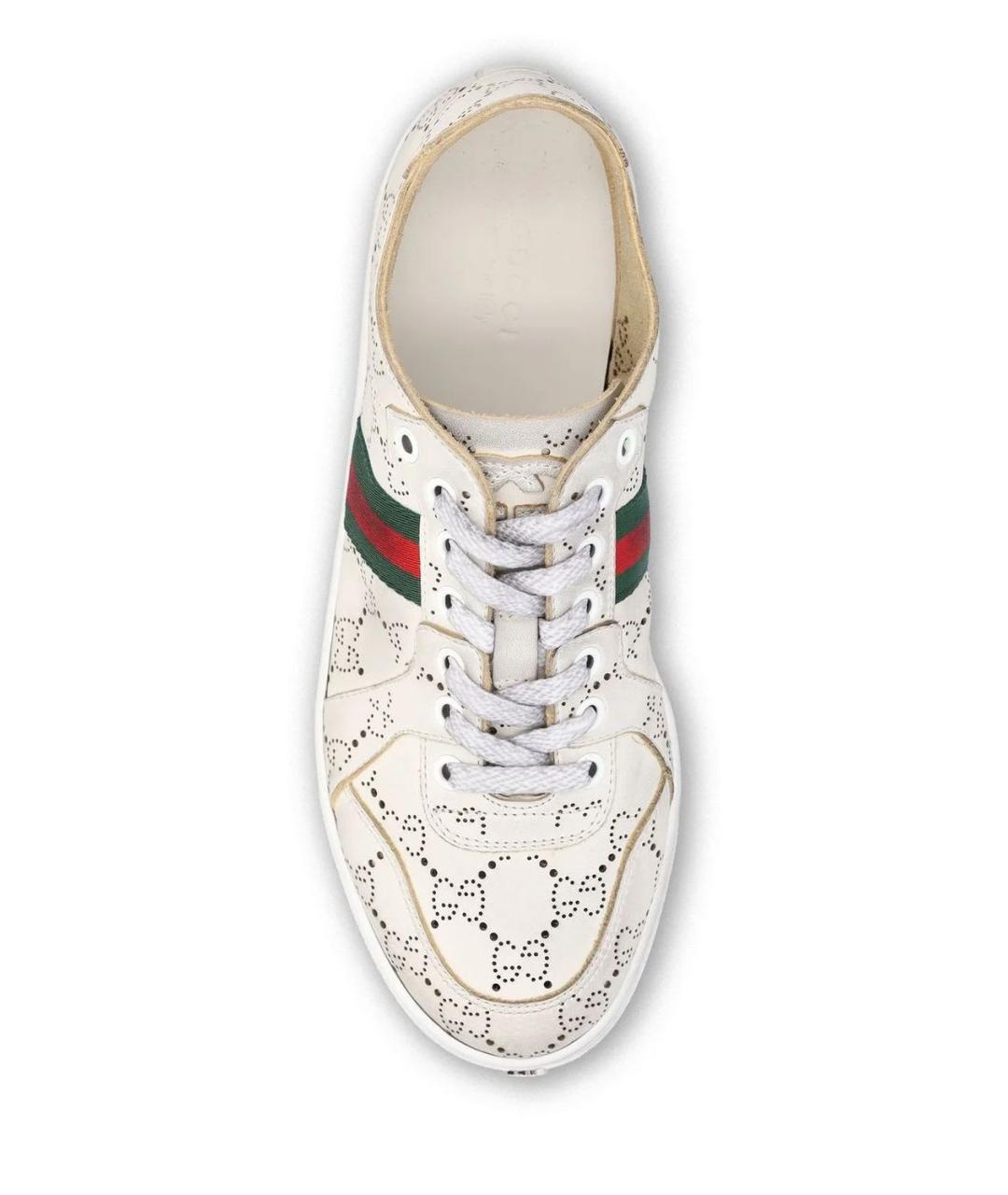 GUCCI Белые кожаные кеды, фото 4