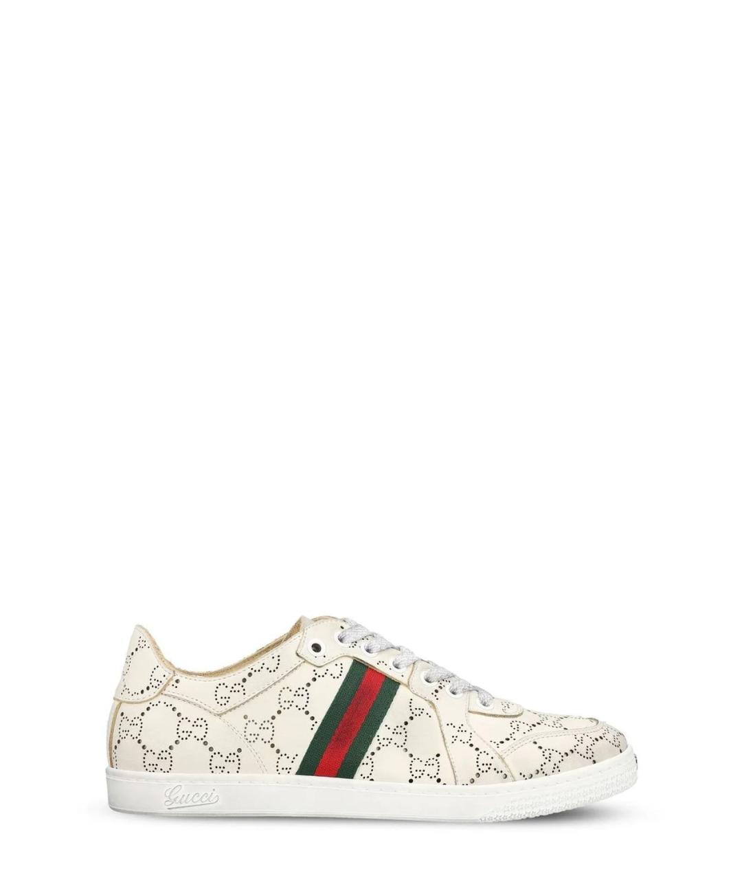 GUCCI Белые кожаные кеды, фото 1