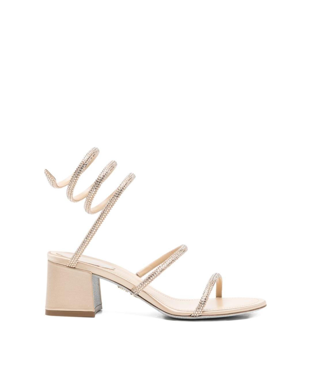 RENE CAOVILLA Бежевые кожаные босоножки, фото 1