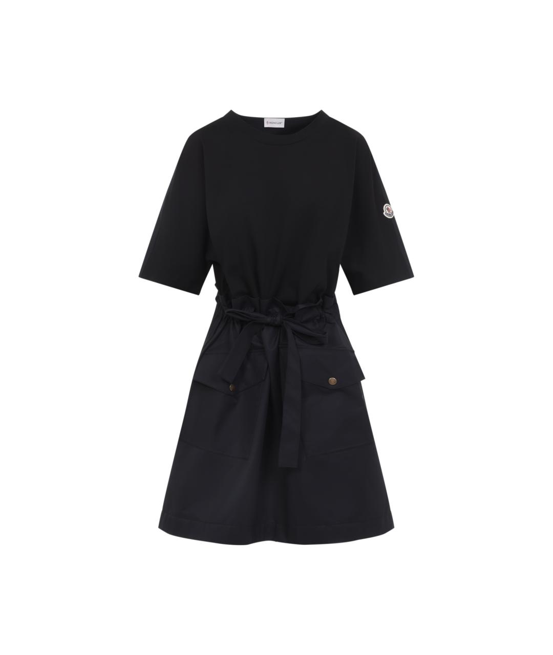 MONCLER Черное хлопковое повседневное платье, фото 1