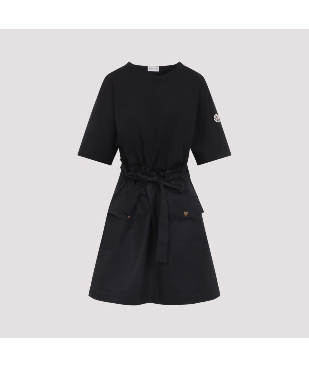 MONCLER Черное хлопковое повседневное платье, фото 2