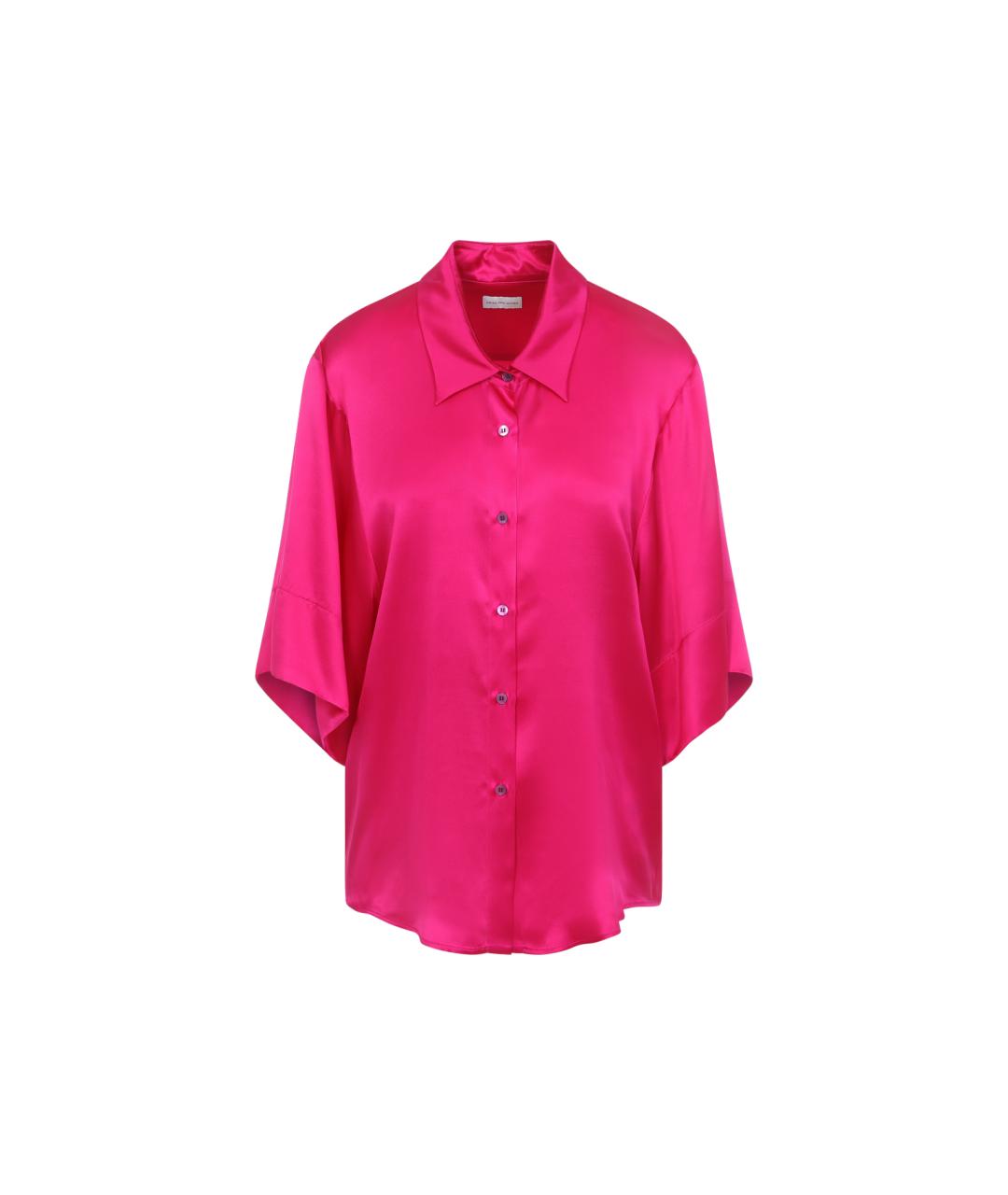 DRIES VAN NOTEN Фуксия шелковая рубашка, фото 1