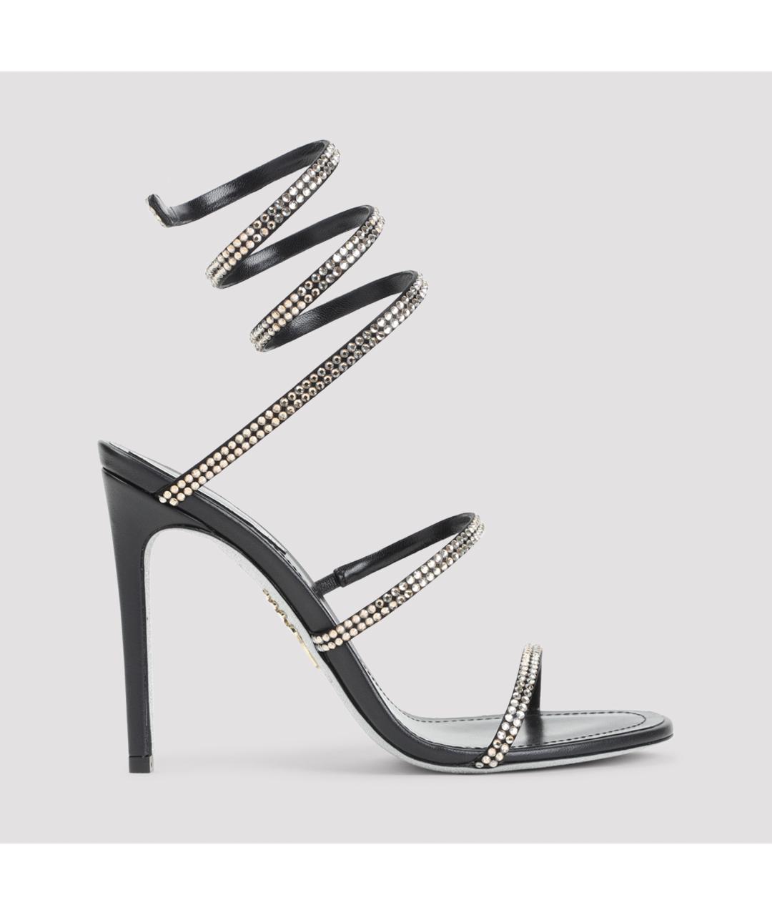 RENE CAOVILLA Черные кожаные босоножки, фото 2