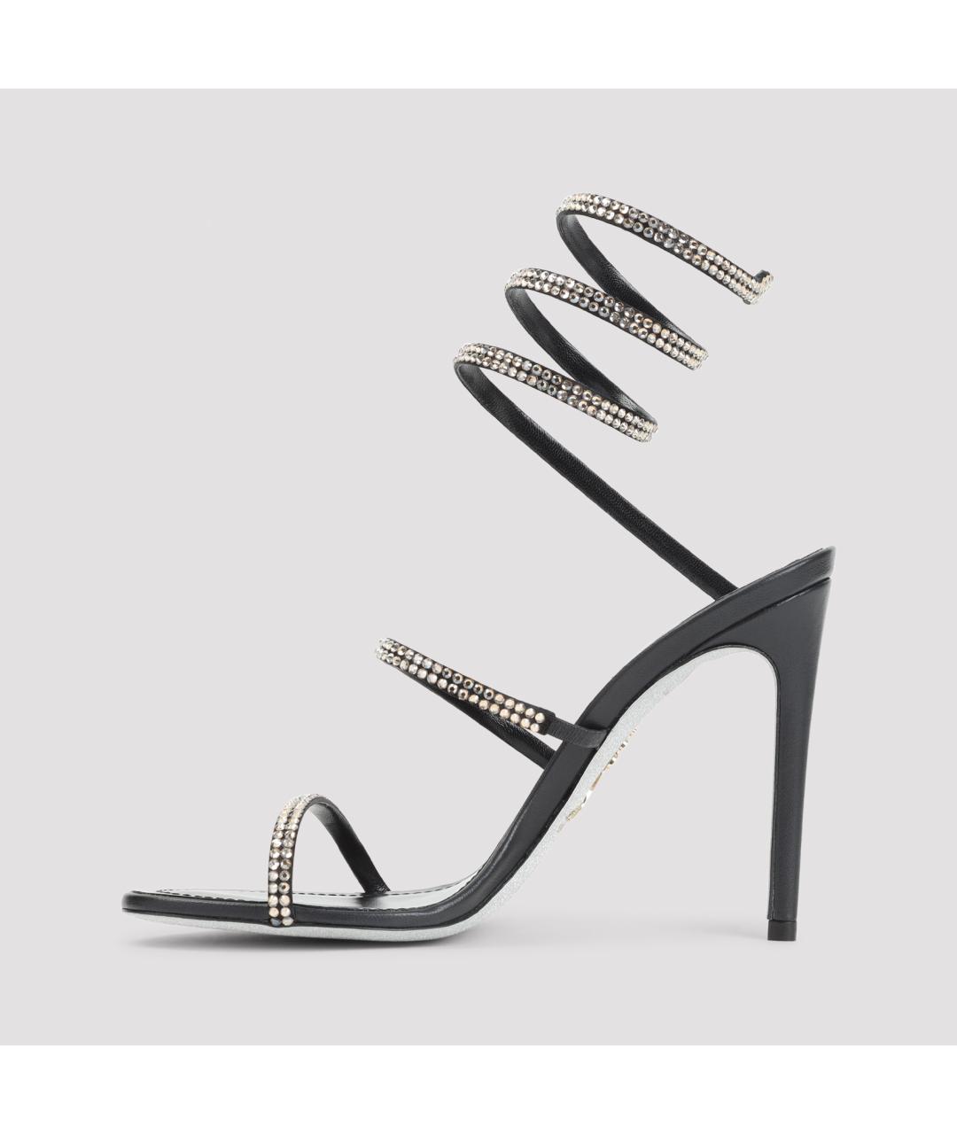 RENE CAOVILLA Черные кожаные босоножки, фото 3