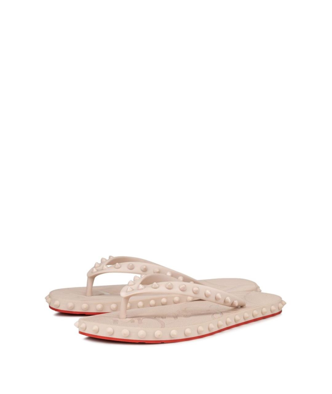 CHRISTIAN LOUBOUTIN Бежевые шлепанцы, фото 2